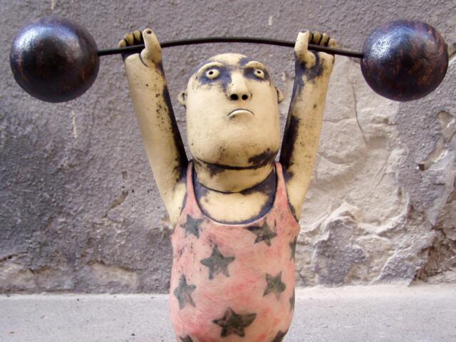 Ceramic Weightlifter - image 1