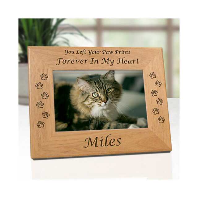 Custom Cat Memorial Photo Frame - Personalized Pet Loss Remembrance Gift For Grieving Kitty Owners - image 1