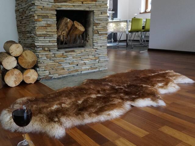 "Giant Sheepskin Double X Mouflon Throw Genuine Leather Wool Carpet 79"" X 30" - image 1