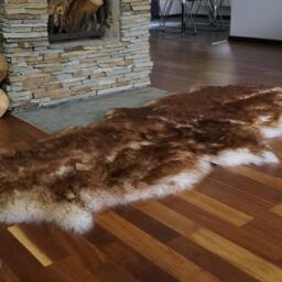 "Giant Sheepskin Double X Mouflon Throw Genuine Leather Wool Carpet 79"" X 30" - thumbnail 4