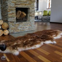 "Giant Sheepskin Double X Mouflon Throw Genuine Leather Wool Carpet 79"" X 30" - thumbnail 3