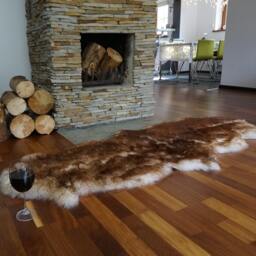 "Giant Sheepskin Double X Mouflon Throw Genuine Leather Wool Carpet 79"" X 30" - thumbnail 2