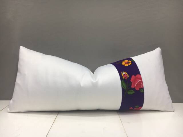 Floral Ikat Pillow Cover, Hand Dyed Replica - 10x24 - image 1