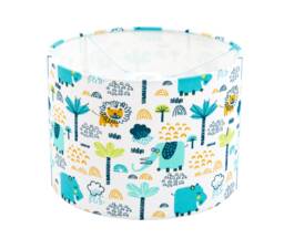 Safari Jungle Animals Nursery Drum Lampshade Tree, Lion , Elephants - thumbnail 1