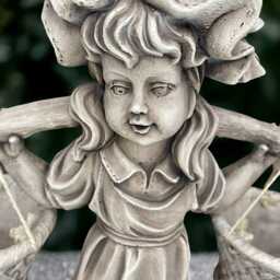 Outdoor Girl With Flower Pot Statue Concrete Planter Figurine Stone Children Ornament Handmade Decoration Lover Gift - thumbnail 4