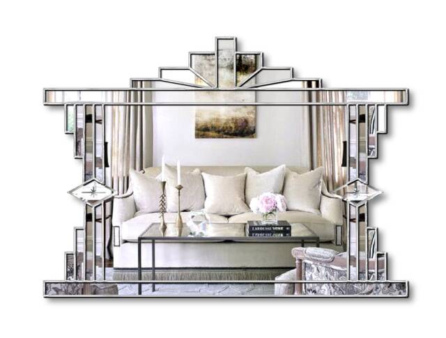 British Handmade Art Deco Over Mantle Wall Mirror - Melody - image 1
