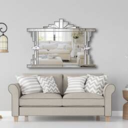 British Handmade Art Deco Over Mantle Wall Mirror - Melody - thumbnail 2