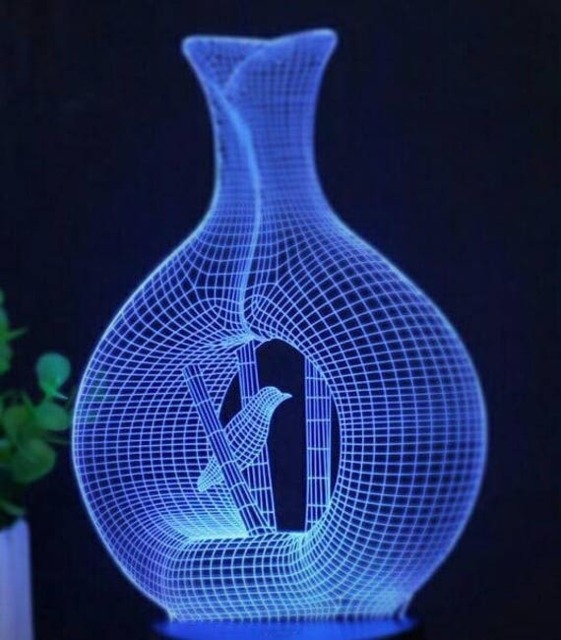 Fashion Bird in Vase Cage Personalized 3D Illusion Smart App Control Night Light Bluetooth, Music, 7&16M Color Mobile App, Made UK - image 1