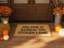 No One Is Illegal On Stolen Land Doormat - Billie Eilish Political Activist Quote Anti Trump Mat Liberal Decor Awareness - thumbnail 1