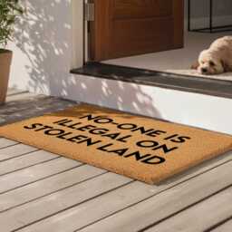 No One Is Illegal On Stolen Land Doormat - Billie Eilish Political Activist Quote Anti Trump Mat Liberal Decor Awareness - thumbnail 3