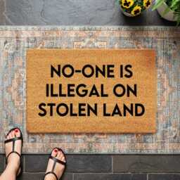 No One Is Illegal On Stolen Land Doormat - Billie Eilish Political Activist Quote Anti Trump Mat Liberal Decor Awareness - thumbnail 4