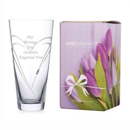 Personalised Engraved Crystal Vase Heart Design, 20 cm-25cm Conical Vase Retirement Birthday Christmas Anniversary - thumbnail 3