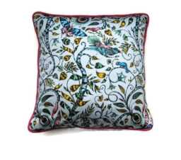 Clark & Clarke, Turquoise Blue, Pink Yellow Satin Cotton Cushion Cover, Throw Pillow Home Decor 16 X Inches - thumbnail 1
