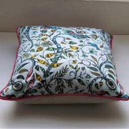 Clark & Clarke, Turquoise Blue, Pink Yellow Satin Cotton Cushion Cover, Throw Pillow Home Decor 16 X Inches - thumbnail 2