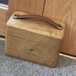 Oak Door Stop - Rustic Handmade Chunky Reclaimed French Fsc Oak, Durable Decorative Home Accessory - thumbnail 3
