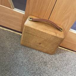 Oak Door Stop - Rustic Handmade Chunky Reclaimed French Fsc Oak, Durable Decorative Home Accessory - thumbnail 2