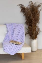 Chunky Knit Levander Blanket, Lilac Soft Christmas Decor Plaid, Winter Home Decoration, Mom Handmade Braid Pattern