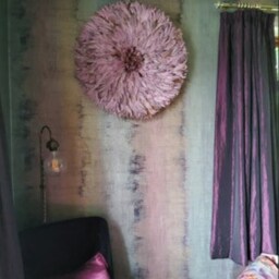 Juju Hat Dusty Purple- Original & Authentic From Cameroon - Full Feather Wall Accessory Contemporary Interior - thumbnail 2