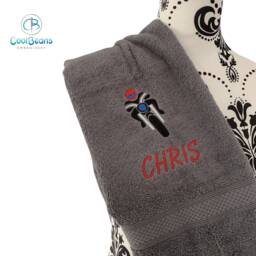 Motorbike Towel - Personalised Face Cloth/Hand Bath = Embroidered - thumbnail 2