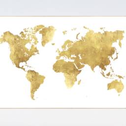 Gold World Map Print Travel Theme Nursery Wall Art - thumbnail 2