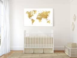 Gold World Map Print Travel Theme Nursery Wall Art - thumbnail 1