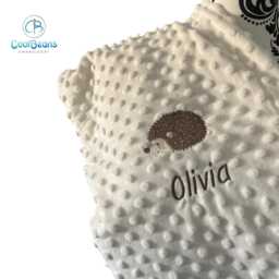 Hedgehog - Bubble Baby Blanket Embroidered Personalised 95cm X 75cm - thumbnail 2