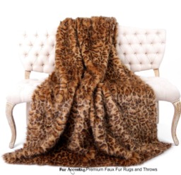 Luxury Faux Fur Throw Blanket - Leopard Minky Lining, Usa Made
