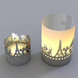 Paris Skyline Shadow Play Candle - Eiffel Tower Souvenir