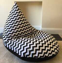 Large Black White Chevron Beanbag Gaming Reading Chair Made To Order