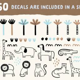Jungle Animal Wall Decals - Safari Nursery Art, Decor, Kids Room Stickers, Tropical Wallpaper - thumbnail 2