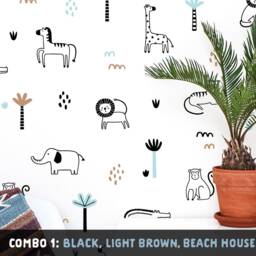 Jungle Animal Wall Decals - Safari Nursery Art, Decor, Kids Room Stickers, Tropical Wallpaper - thumbnail 3