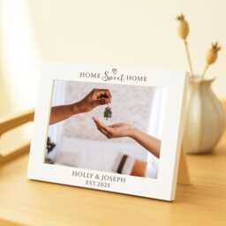 New Home Photo Frame, Personalised Housewarming Gift, White Engraved Picture Frame - thumbnail 2