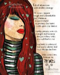 Aries Art Print Customizable Astrology March Birthday April Red Teal Fire Sign Original Illustration Art Print Hand Signed Size 8 X 10 - thumbnail 1