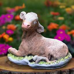 Laying Cow Sculpture Outdoor Happy Statue Farm Animal Yard Art Cement Ornament Farmhouse Garden Decoration Cow Lover Gift Yard