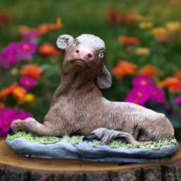 Laying Cow Sculpture Outdoor Happy Statue Farm Animal Yard Art Cement Ornament Farmhouse Garden Decoration Cow Lover Gift Yard - thumbnail 3