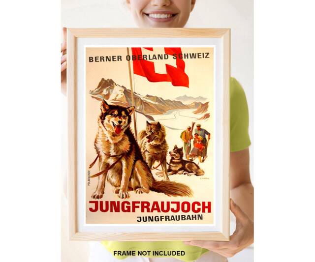 Reprint Of The Vintage Swiss Travel Poster - Jungfraujoch - image 1