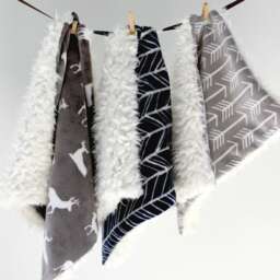 Dream Lovie. Security Blanket. Personalized Lovey. Faux Fur Gray Arrows. Mini Baby Minky Shower Gift - thumbnail 2