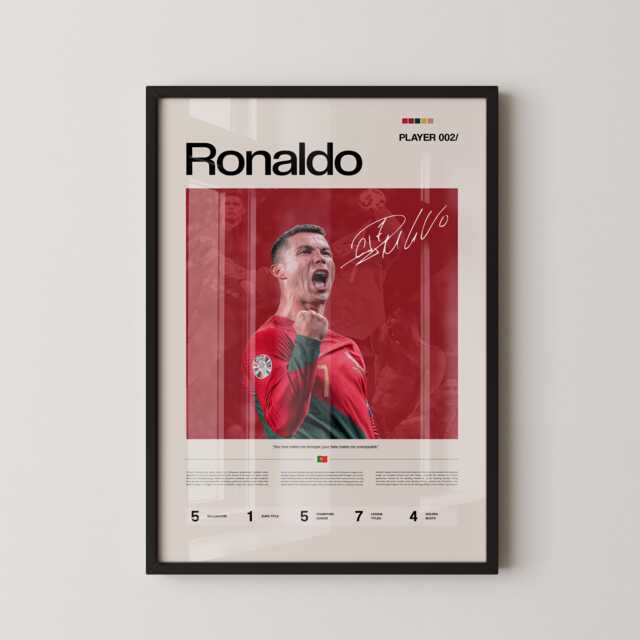Cristiano Ronaldo Portugal Poster, Football Wall Art, Soccer Print, Stats Cr7 Gift, Sports Decor - image 1