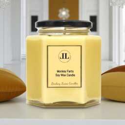 Monkey Farts Banana Scented Candle, Fruity Yellow Soy Candles - thumbnail 2