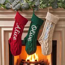2025 Christmas Personalized Stocking - Custom Name Knit Toddler Day Knitted Family - thumbnail 3