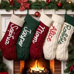 2025 Christmas Personalized Stocking - Custom Name Knit Toddler Day Knitted Family - thumbnail 2
