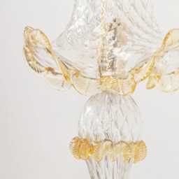 Murano Glass Table Lamp, Clear With Amber Detail - Handmade in Italy - thumbnail 4