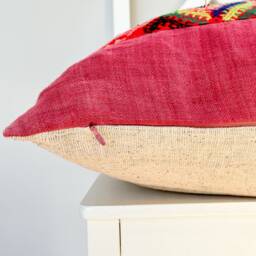 Vintage Embroidered Silk Textile Ethnic Piece Of Tradition Costume Pillow Cover - thumbnail 4