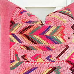 Vintage Embroidered Silk Textile Ethnic Piece Of Tradition Costume Pillow Cover - thumbnail 2