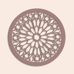 3D Ornament Wood Wall Art Decor, Notre Dame, Gothic Rosette, Openwork Picture, Living Room, Wooden Panelornament - thumbnail 3