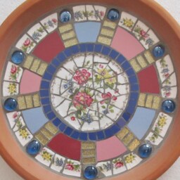 Mosaic Birdbath, Approx 28cm Diameter, Waterproof Materials, Ready For The Birds in Your Garden - - thumbnail 3