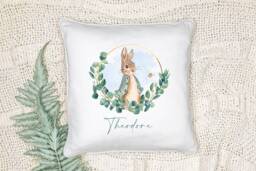 Personalised Baby Children's Cushion, New Gift, Green Eucalyptus Name Nursery Decor Boy/Girl/Neutral, Pillow - thumbnail 1