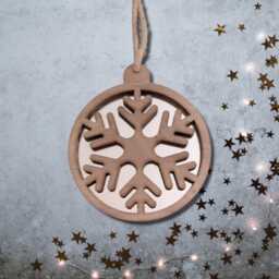 Snowflake Christmas Decoration - Wood & Acrylic Option - Bespoke Shapes Sizes Made - thumbnail 3