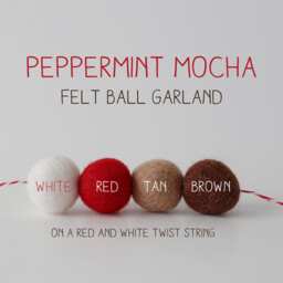 Peppermint Mocha - Felt Ball Garland Christmas Holiday Decor Pom Pom Red - thumbnail 2
