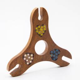 Colored Pencil Wine Bottle Holder Resin Wood Rack, 3 Stem Glass - thumbnail 2
